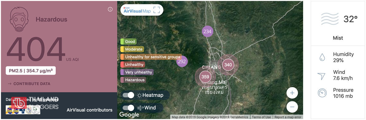 Chiang Mai air quality index (AQI) and PM2.5 air pollution - Thailand